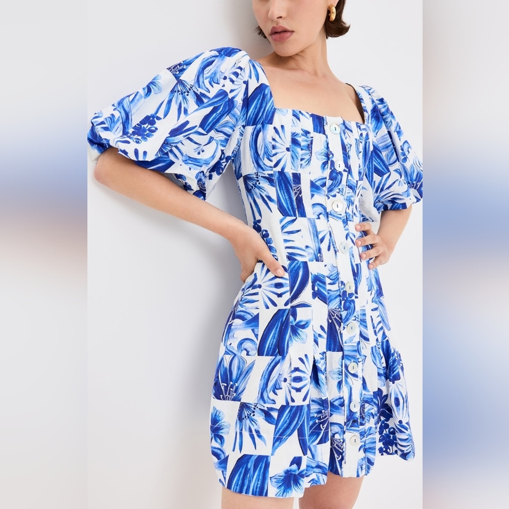 FARM Rio Blue and White Mini Dress